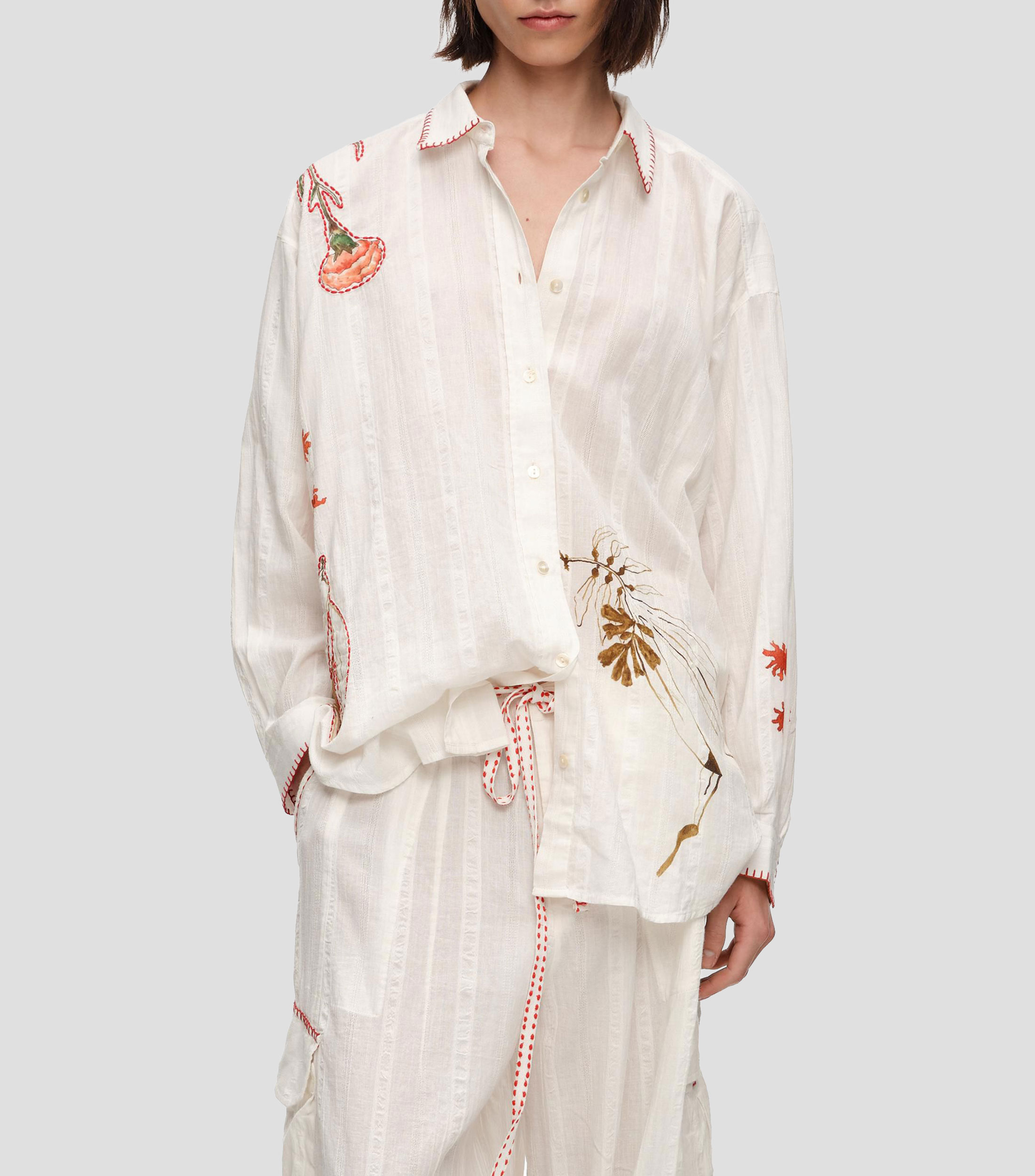 Camisa con estampado manga larga Mujer